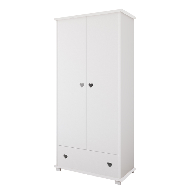 Serca two-door wardrobe with drawer 83x46x183cm White