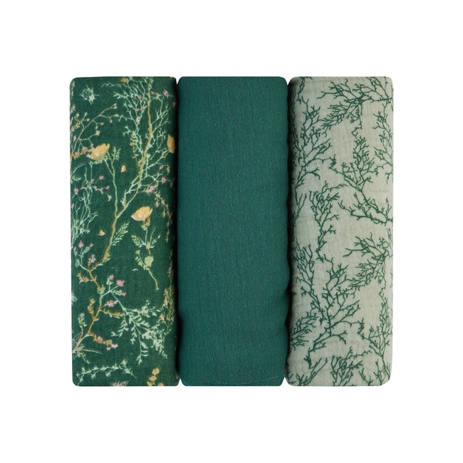 Kikka Boo Muslin swaddle set 3 pcs 75x75 cm Secret Garden Green 31103010103