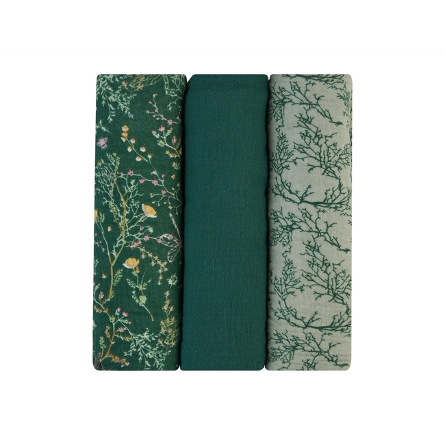 Kikka Boo Muslin swaddle set 3 pcs 100x100 cm Secret Garden Green 31103010104