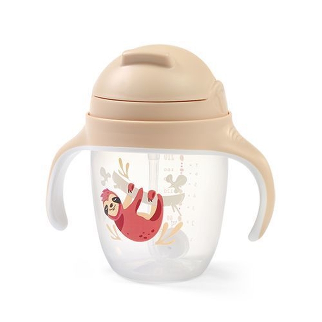 BabyOno 1464/04 Sippy cup with weighted straw BEIGE ONO-02216