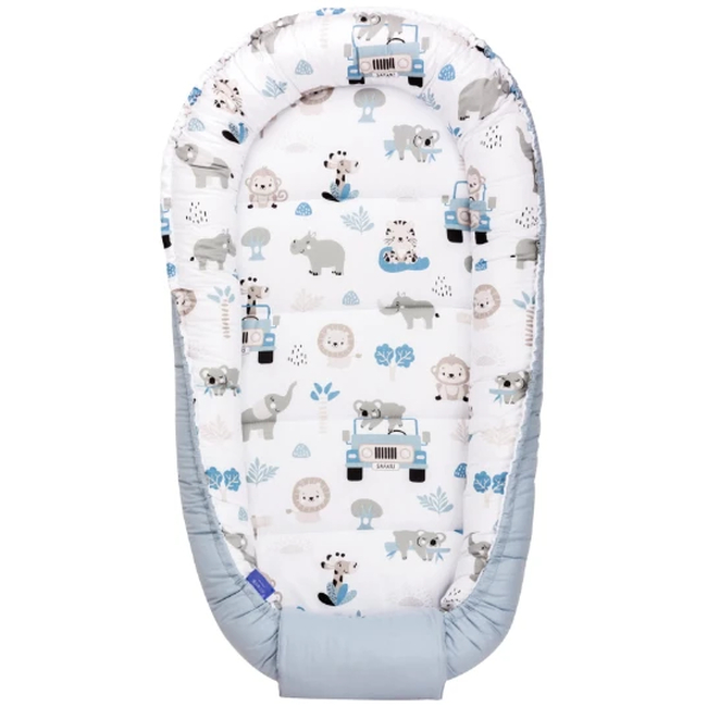 Jukki Baby Nest XXL For Babies 65x120 Blue Safari