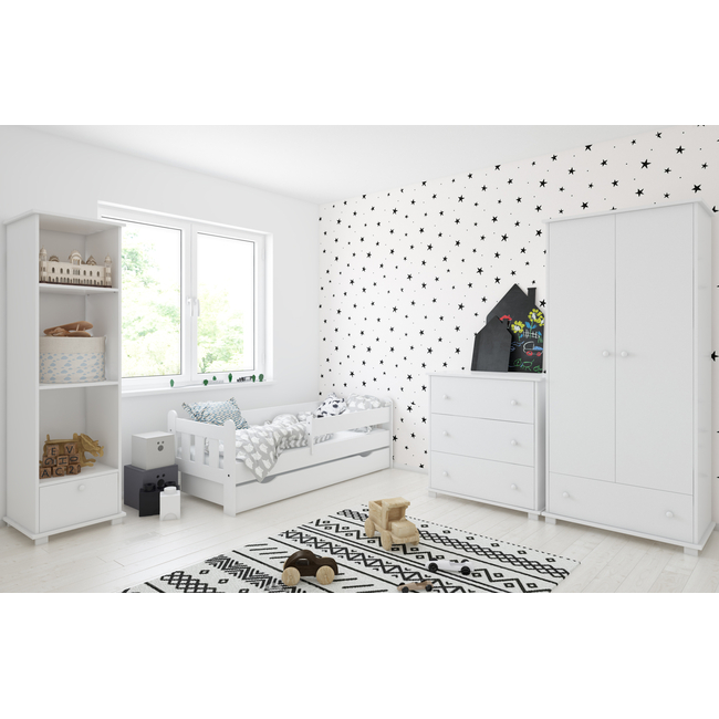 Stas Children's Bed 90x200cm with Drawer & Protective Rail White