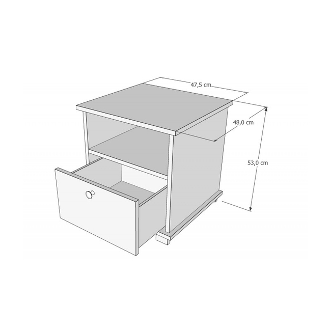 Bedside table Classic 47.5x48x51cm White