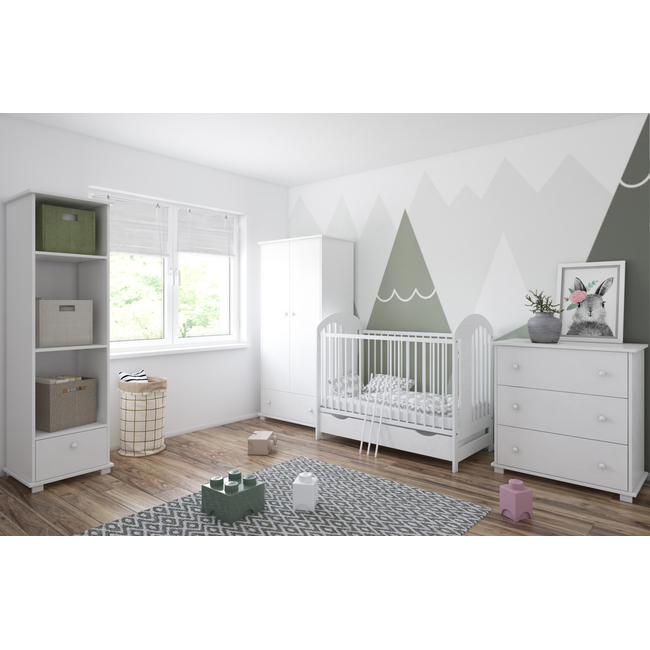 Tymon Baby Crib 60x120cm 3 Levels (FREE mattress, Drawer) White