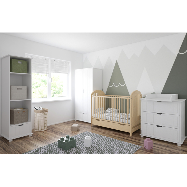 Tymon Baby Crib 60x120cm 3 Levels (FREE mattress, Drawer) Natural